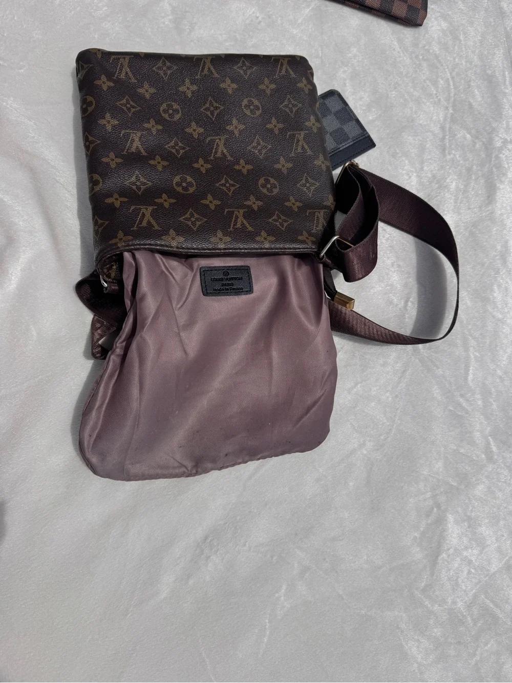 Louis Vuitton Monogram & Damier Brown Crossbody Bag with Gold LV Emblem - Picture 8 of 13